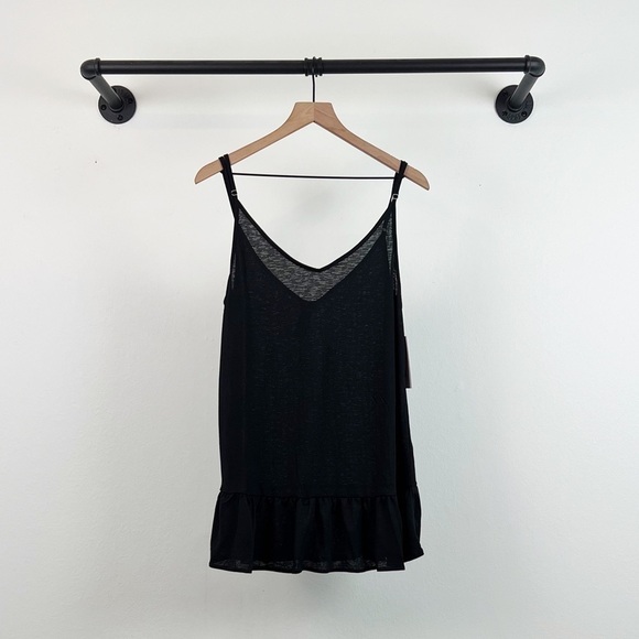NWT Hurley Solid Ruffle Hem Sleeveless Mini Dress in Black - Picture 4 of 7